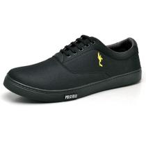 Tênis Casual Lona Masculino Maleável Leve Cano Curto Amarração Cadarços Palmilha EVA Macia Pratico Versátil Cor:Preto+Pr