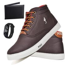 Tênis Casual Masculino Cano Alto + Carteira + Relógio Leve - Polo Blu