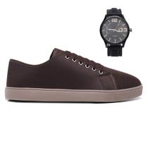Tênis Casual Masculino Confortável + Relógio