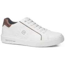 Tênis Casual Masculino Couro Branco Marrom Pegada 111901-01