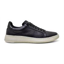 Tenis Casual Masculino Couro Legitimo Cano Baixo Street Rsv Preto