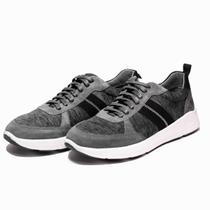 Tênis Casual Masculino em Knit e Camurça Cinza Halfstein Tênis Casual Masculino em Knit e Camurça Cinza Halfstein