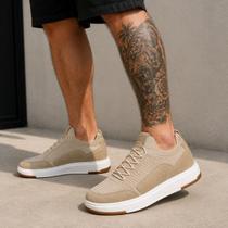Tênis Casual Masculino Knit com Detalhe em Couro Levíssimo Flexível Estilo Urbano Trabalho Dia a Dia Tênis Casual Masculino Knit com Detalhe em Couro Levíssimo Flexível Estilo Urbano Trabalho Dia a Dia