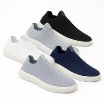 Tênis Casual Masculino Knit Sem Cadarço Leve e Confortável Estilo Iate Antiderrapante