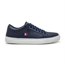 Tenis casual masculino londres marinho ajuste elastico calce facil com solado costurado