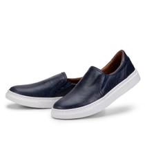 Tenis Casual Masculino Slip On de Couro Legitimo Sapatenis Masculino Top Lançamento