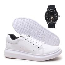 Tenis Casual Masculino Sola Alta Oversize Plataforma Ajuste Em Cadarço e Relógio