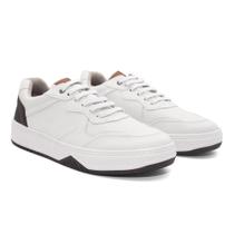 Tênis Casual Masculino Solado Flat Emborrachado Palmilha Confort Amarração Confortável Branco