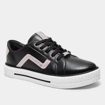 Tênis Casual Menina Molekinha Shine Snak Preto 2565.109