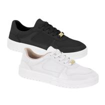 Tênis Casual Moleca Feminino Couro Costura Conforto