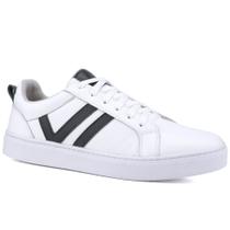 Tênis Casual Mr. Gutt Couro Branco e Preto