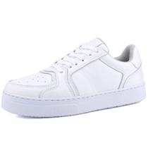 Tênis Casual Mr. Gutt feminino de Couro Recortes Branco