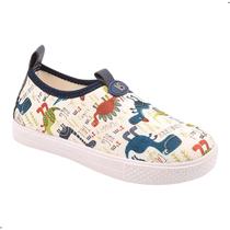 Tênis Casual Neoprene Menino Dino Branco e Azul Tênis Casual Neoprene Menino Dino Branco e Azul