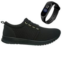 Tenis Casual Pisada Neutra Estilo Esportivo Caminhada Academia + Relógio Feminino