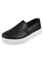 Tênis Casual Rosa Chic Calçados Feminino Calce Fácil Bordado Preto