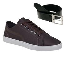 Tenis Casual Sapato Masculino De Amarrar Sola Reta Leve + Cinto Tenis Casual Sapato Masculino De Amarrar Sola Reta Leve + Cinto