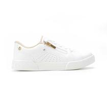 Tênis Casual Slip On Calce Fácil Com Ziper Branco Kolosh C3008 - Feminino