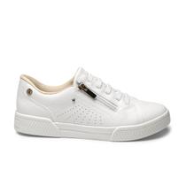 Tênis Casual Slip On Calce Fácil Com Ziper Branco Kolosh C3008 - Feminino