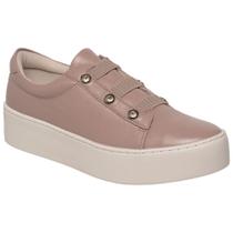 Tênis Casual Slip On Feminino Couro Alta Qualidade Cor Nude/Branco