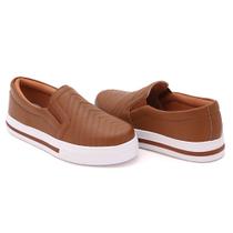 Tenis Casual Slip On LK Store com Detalhe Costuras e Elasticos Sola Alta