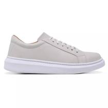 Tenis Casual Sneaker Masculino Couro Bovino Legítimo Sola Alta Sapatênis Confort Ultra Leve