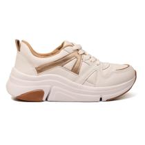 Tênis Casual Sola Caixa Modare Branco e Dourado Feminino