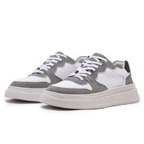 Tênis Casual Tate Avalon em Couro Cinza Branco