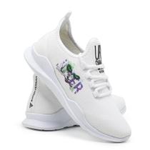 Tênis Casual Urbano Leve Com Palmilha Anatômica Confortável Branco Estampado