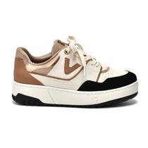 Tênis Casual Via Marte Off White Preto Bege - Feminino