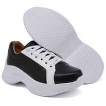 Tenis Chunky Casual Yoyo Store Liso Bicolor com Sola Alta Detalhada e Cadarço