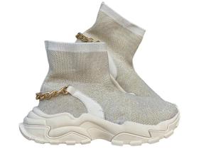 Tênis Chunky Feminino Off White Corrente Traseira S6250 Tênis Chunky Feminino Off White Corrente Traseira S6250