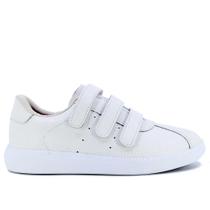 Tênis clássico branco salto baixo feminino usaflex couro ref:aj0202