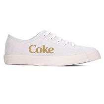 Tênis Coca Cola Newpoart Canvas Branco e Dourado - Feminino