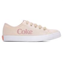 Tênis Coca Cola Newpoart Canvas Off White e Pessego - Feminino Tênis Coca Cola Newpoart Canvas Off White e Pessego - Feminino