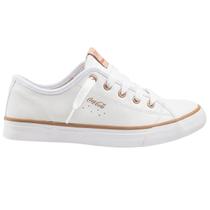Tênis Coca Cola Stream Leather Branco Cobre Feminino