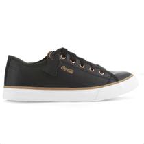 Tênis Coca Cola Stream Leather Preto e Cobre - Feminino