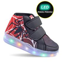 Tenis com Led Luz pisca infantil aranha meninos