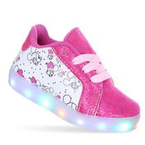 Tenis Com Luz de Led Rosa Glitter Meninas Infantil Bebe