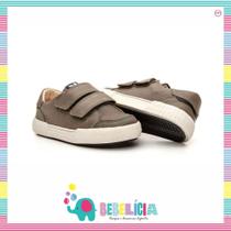 Tênis com tiras autocolantes em couro Gambo menino