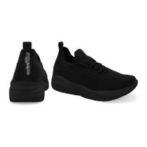 Tênis Comfortflex Casual Feminino Slip-On Knit Preto 2360402