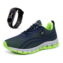 Tênis Confortável Leve Caminhada Trabalho Academia Dia a Dia + Relógio Led Unissex