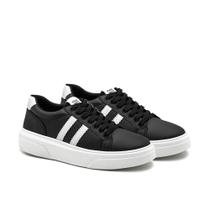 Tenis Confortavel Masculino Sapatenis Casual Lyon Legitimo 37 a 44 Preto e Branco