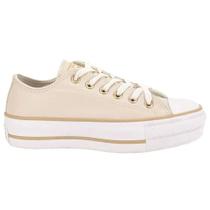 Tênis Converse Chuck Taylor All Star Sintético Plataforma Lift - Bege Claro Tênis Converse Chuck Taylor All Star Sintético Plataforma Lift - Bege Claro
