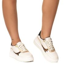 Tenis Creper Feminino Casual Off White Onça Estilo Shoes