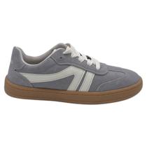 Tênis Dakota Couro Legítimo Cinza Solado Bege