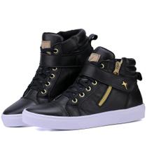 Tênis de Academia Sneaker Feminino Couro Macio Zíper Casual