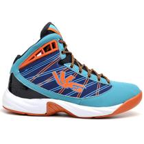 Tênis De Basquete Get Up Azul Ciano Com Laranja - Six Street