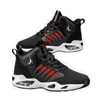 Tênis De Basquete Masculino Branco Cano Alto Respirável Com Amortecimento Confortável Tênis De Basquete Masculino Branco Cano Alto Respirável Com Amortecimento Confortável