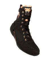 Tênis de boxe Venum Elite, preto, bronze, cano alto, respirável