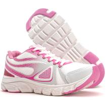 Tênis de Caminhada Academia Feminino Sapatore Branco e Rosa